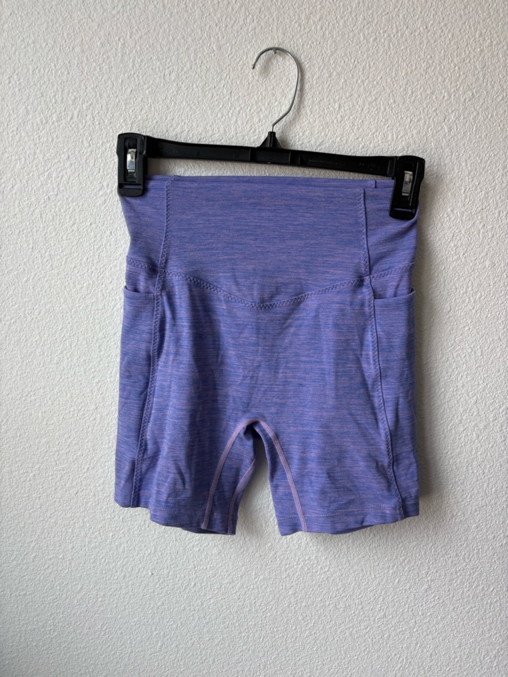 High-Waist Purple Bike Shorts with Side Pockets